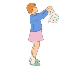 girl holding clean clothes in her hands