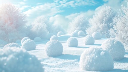 Arranged snowballs cream create an enchanting ice cream landscape