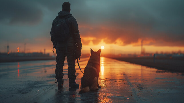Policeman with his assistance dog