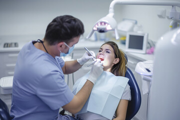 Obraz premium dentist performing a dental check-up