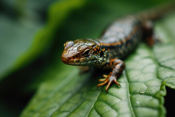 Naklejka premium Salamander on a leaf
