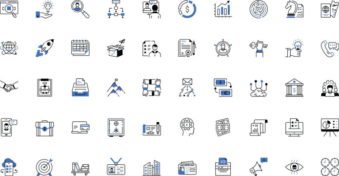 Minimal Teamwork in business management icon set 