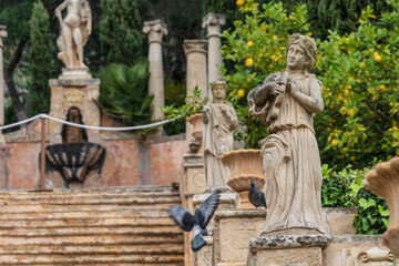 Raixa, public property, monumental staircase and temple of Apollo, municipality of Bunyola, Majorca, Balearic Islands, Spain