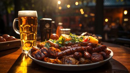 Oktoberfest Feast Bratwurst and  Beer