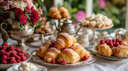 Croissant and Coffee Morning. Breakfast Elegance