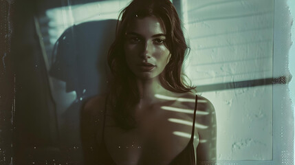 Polaroid portrait of a sad woman