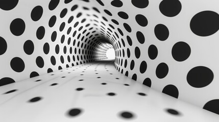 Black and White Dots Tunnel Illusion