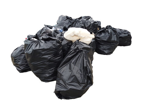 Pile of black garbage bags on transparent background PNG