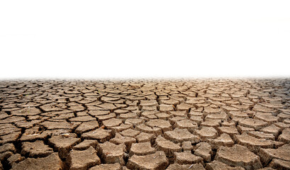 Realistic image of dry and cracked land on transparent background PNG.
