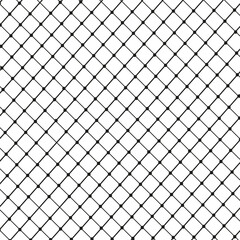 Illustration of a black fishing or football net.Checkered wavy background in doodle style.