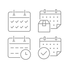 Vector illustration. Four calendar icons. Gray icon on isolated on white background. Perfect for your creative idea.