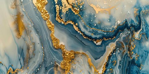 Abstract blue and gold marble background. Print for ceramic tile, packaging, wallpapers, posters. Stationery design for exclusive event invitations.