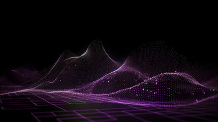 purple purple wave with dots on black background