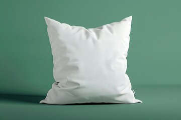 large white throw pillow with detailed soft plush texture, plump pillow insert filling, pillow standing upright
