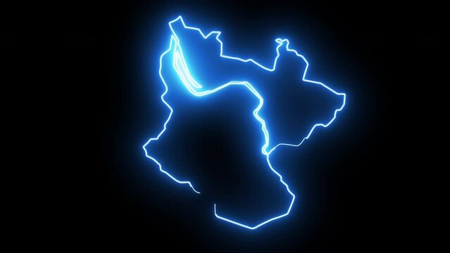 map of Bilbao in spain with glowing neon effect