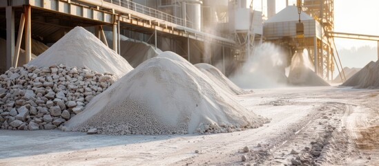 A pile of dirt is seen next to a pile of rocks, showcasing raw materials commonly used in construction projects or landscaping. The dirt appears loose and sandy, while the rocks vary in size and color