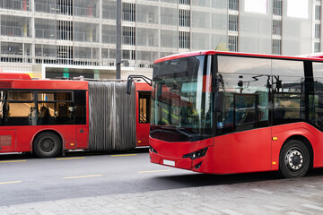 Modern bus on the city street.