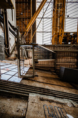 Roof girders and beams in an old industrial hall 