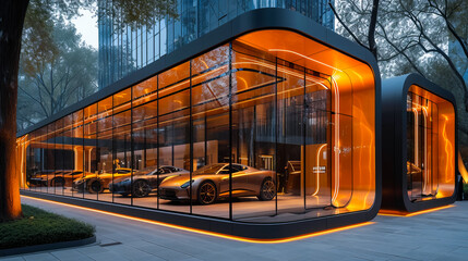 Electric Car Showroom. Automotive Revolution