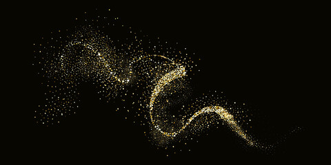Collection of glittering stars with golden shimmering swirls, shiny glitter design. Magical motion,...