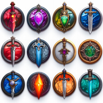 Symbol of Medieval War.  Fantasy Blade Icons