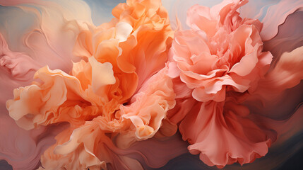Smears of oil paint, peach color. Colorful abstract paint banner