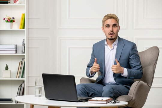 Psychologist Providing Online Sessions Cute Handsome Young Professional Man Surprised