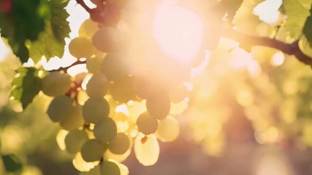 close up shot of grapes in a farm with sunlight 