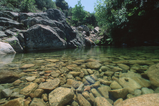 river and rocks in the mountains, Monte Limbara (Tempio)