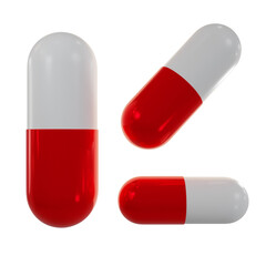 Capsules Medicine Pill White And Red PNG illustration 3D rendering