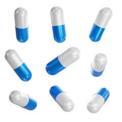 Capsules Medicine Pill White And Blue PNG illustration 3D rendering