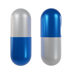 Capsules Medicine Pill White And Blue PNG illustration 3D rendering