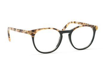 Reading glasses with tortoiseshell frames isolated on white - 745409813