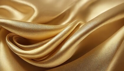 Texture en gros plan de soie dorée naturelle. Tissu Doré clair, arrière-plan surface lisse. - obrazy, fototapety, plakaty