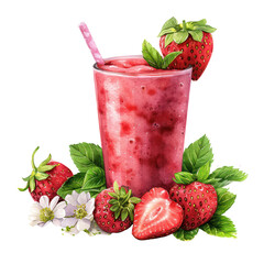 strawberry juice watercolor  clipart 
