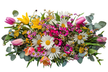 Obraz na płótnie Canvas Colorful mixed flower bouquet, cut out - stock png.