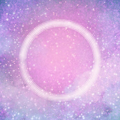 pink purple cute shining background with round frame and copy space