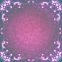 cute purple background with frame and glow, with copy space