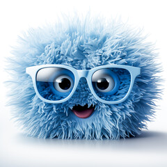 Little Blue Cartoon Monster with Glasses