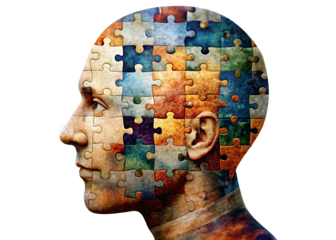 mans head with puzzle