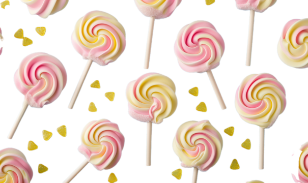 A sets of the easter lolipops in pastel color on transprarent background.