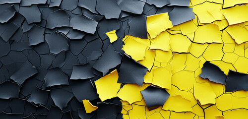 A textured background with yellow and black peeling away pieces.