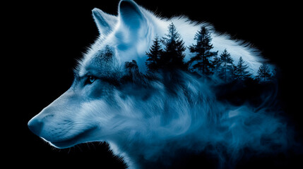 Majestic Wolf in Moonlit Forest