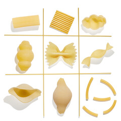 Italian pasta collection isolated on white