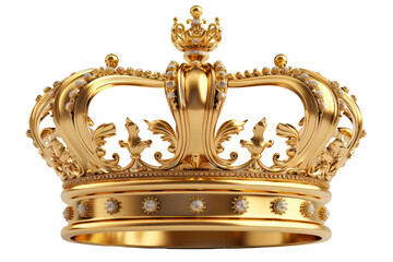 Ornate golden royal crown, cut out - stock png. - obrazy, fototapety, plakaty