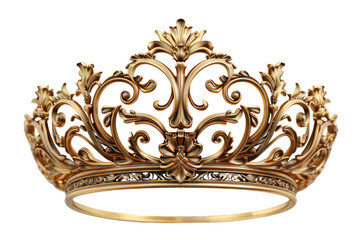 Ornate golden royal crown, cut out - stock png.