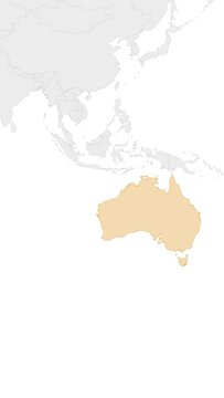 Australia country map on the world map. Vertical Video Animation of map zoom in with border and marking of major cities and capital of the country Australia. Background with alpha channel.