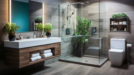 Modern shower room.  Stylish bathroom