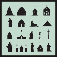 set of icons of church