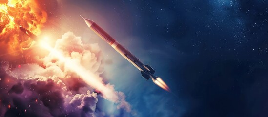 launch for nuclear attack, world war in space - obrazy, fototapety, plakaty